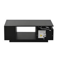 COUCHTISCH DE-095 LED Schwarz - Schwarz, Holzwerkstoff (50/100/36cm) - ComfortXL