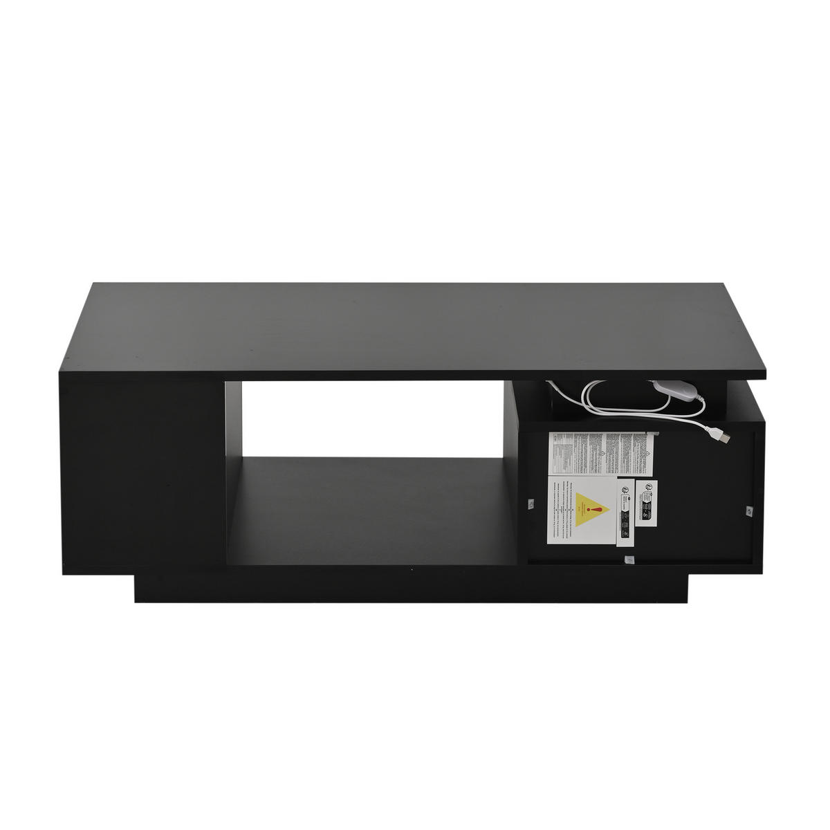 COUCHTISCH DE-095 LED Schwarz - Schwarz, Holzwerkstoff (50/100/36cm) - ComfortXL