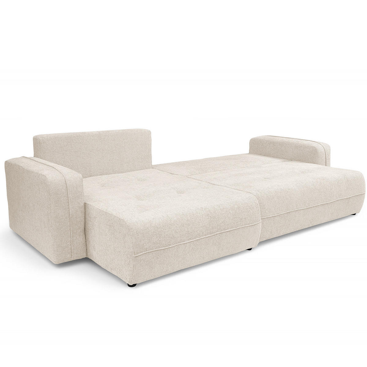 ECKSOFA mit Schlaffunktion - 272 cm - Beige/Schwarz, Kunststoff/Textil (272/145cm) - home24