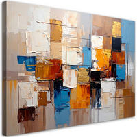 LEINWANDBILD Bunte Abstraktion Quadrate 120x80cm - Beige, Textil (120/80cm) - Feeby