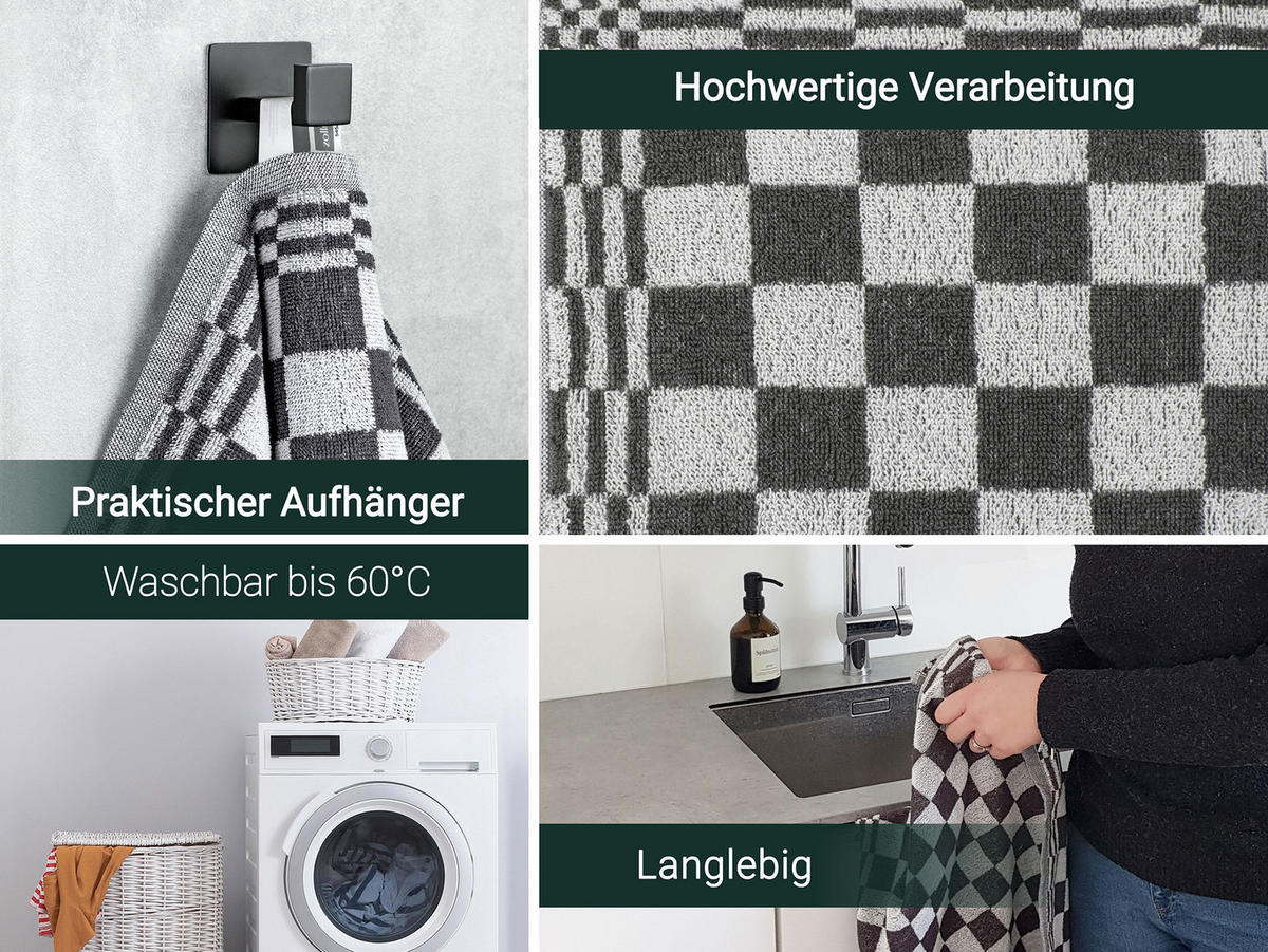 GESCHIRRTÜCHER, 4er-Set, 50x50 cm, 100% Baumwolle, Grau - Anthrazit, Textil (50/50cm) - Zollner