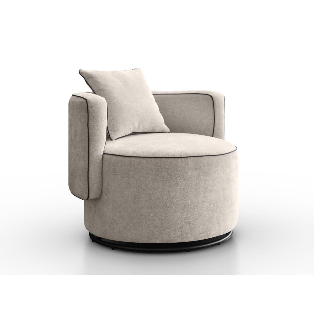 DREHSESSEL Dolce cappuccino velour - Schwarz/Cappuccino, Textil (90/83/90cm) - Beautysofa