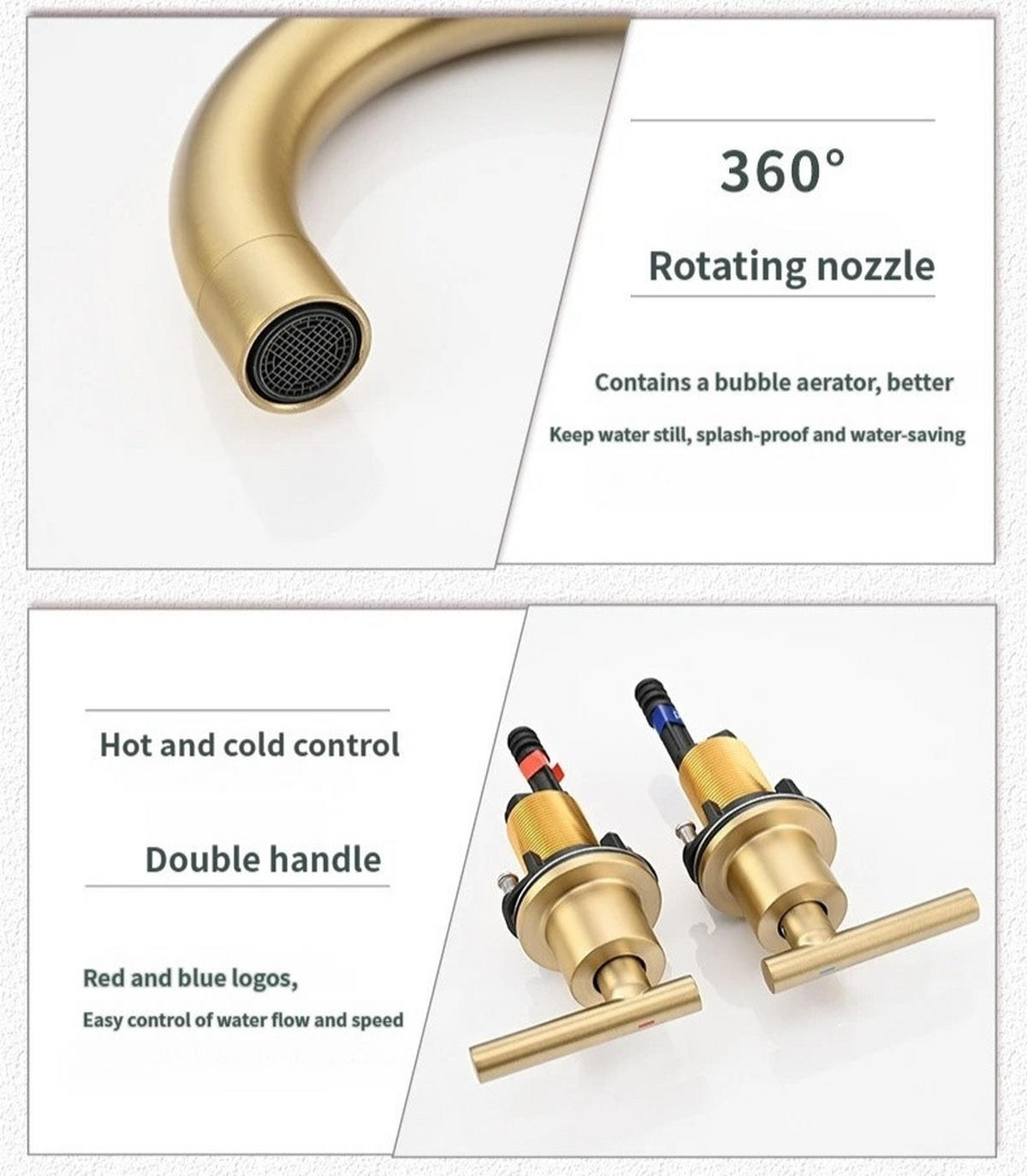 ARMATUR für Warm- und Kaltwasser – Gold – G1/2 - Platinfarben, Metall (35/8.5/28cm)