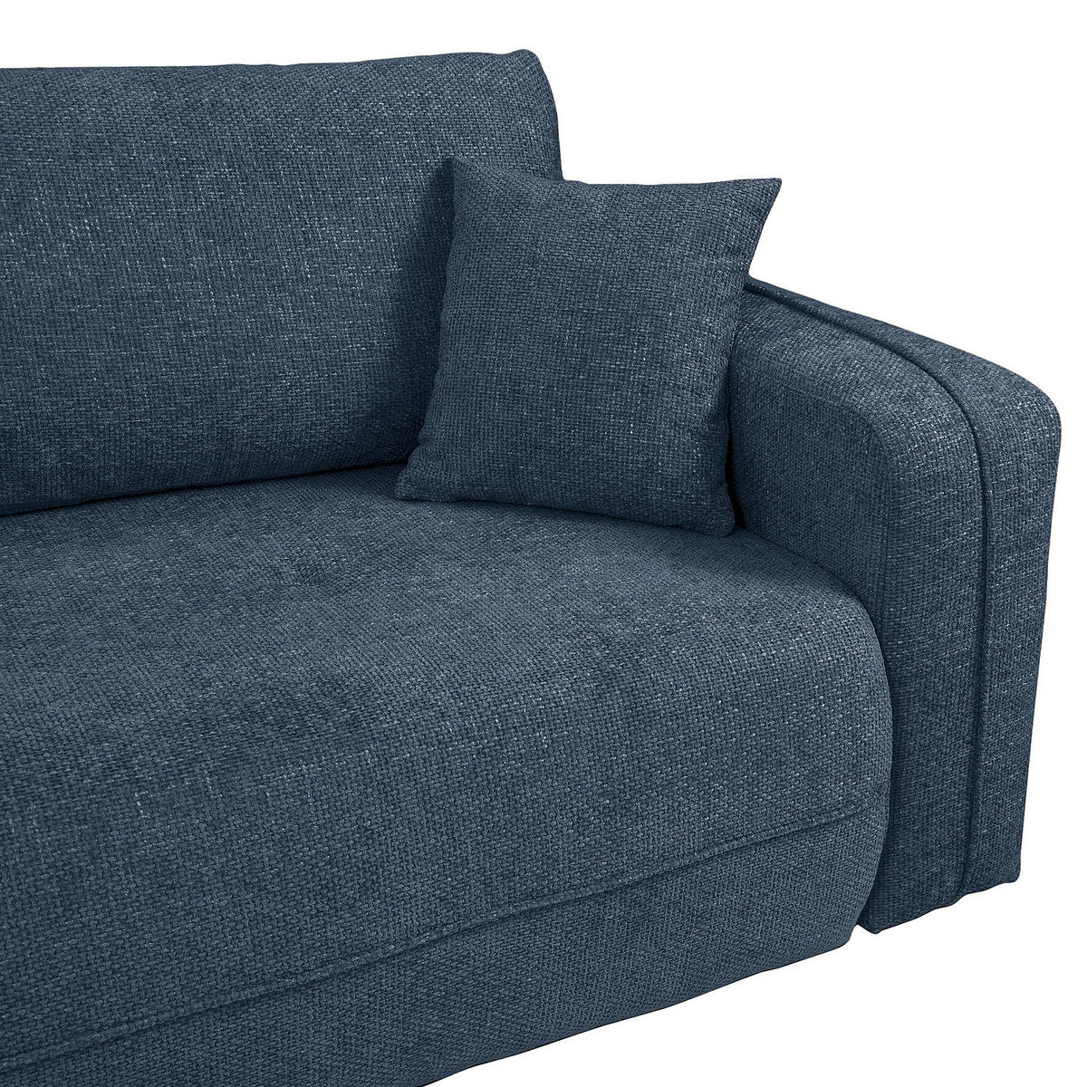 ECKSOFA mit Schlaffunktion - 272 cm - Blaugrau/Schwarz, Kunststoff/Textil (272/145cm) - home24