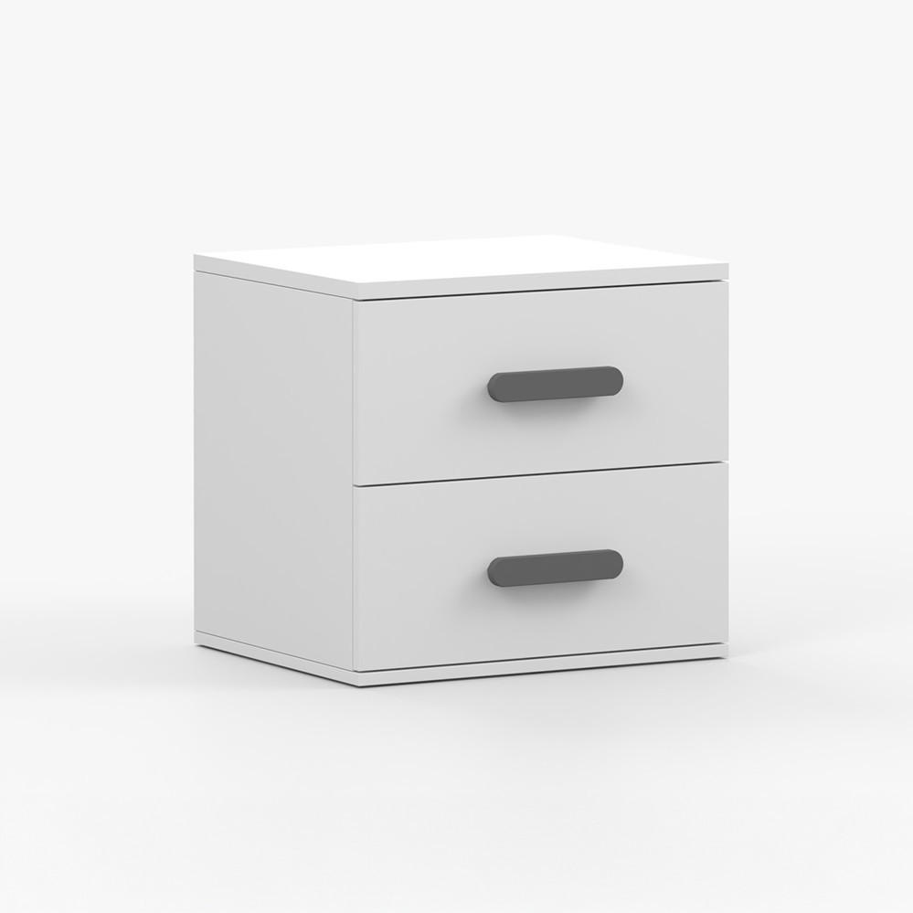 NACHTTISCH JONAS I 22, 55/51/44, 2 Schubladen, weiß - Weiß, Holzwerkstoff (55/44/51cm) - imoebel24