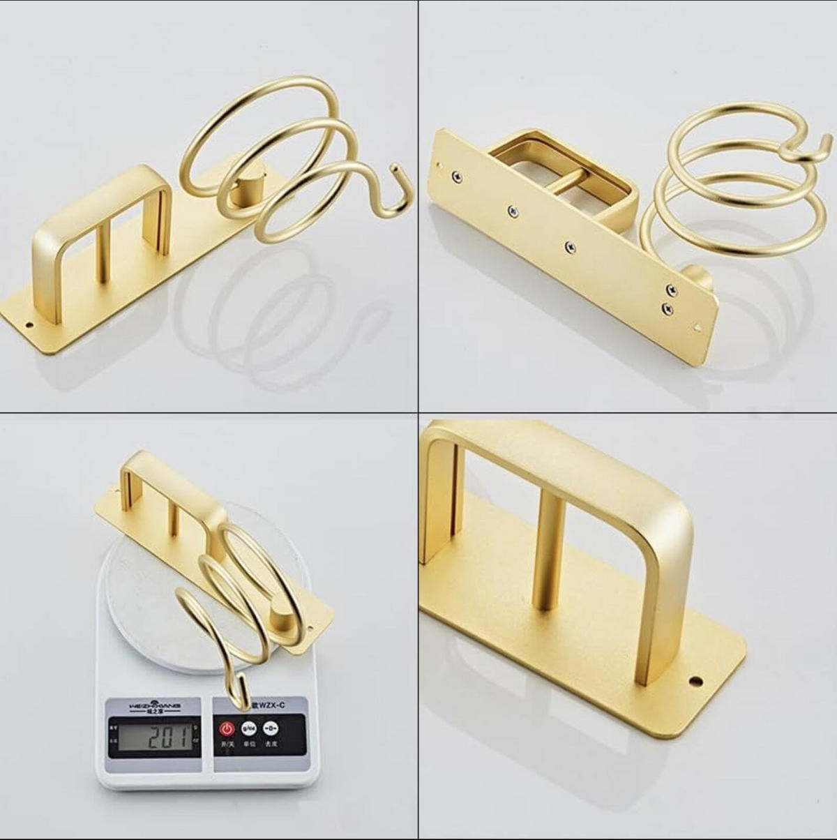 HAARTROCKNERHALTER – Gold – Aluminium - Platinfarben, Metall (21/13/11cm)