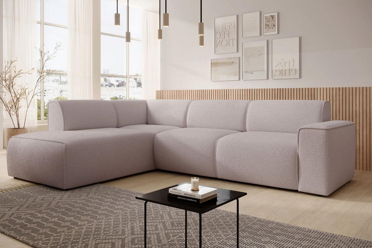 ECKSOFA Bouvi Beige links - Beige/Schwarz, Kunststoff/Textil (292/220cm) - Selsey