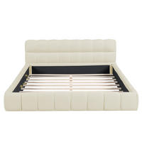 POLSTERBETT Block-Steppung 140/200 cm mit Stoßschutz-Rahmen Leinenoptik Beige - Beige, Textil (140/200cm) - Creahappy