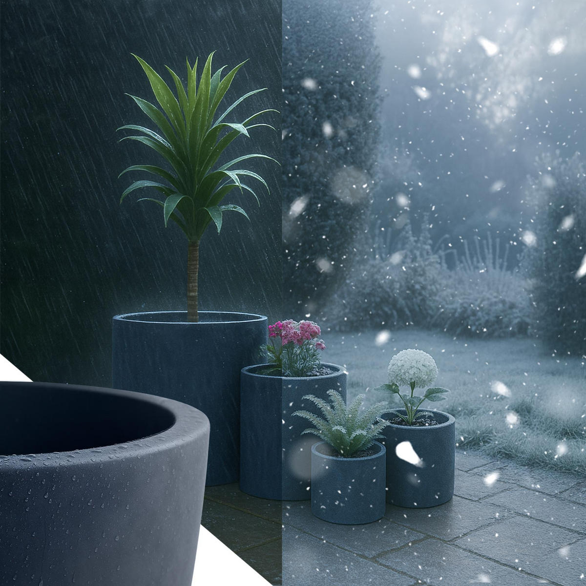 PFLANZKÜBEL 4er Set Anthrazit - Anthrazit, Kunststoff (40/44cm) - CLP