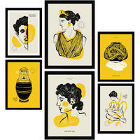 POSTER Set Mit 6 Schwarze Tintenprofile Größe A3 & A4 Schwarzer Rahmen - Schwarz, Papier (29.7/1cm) - Nacnic