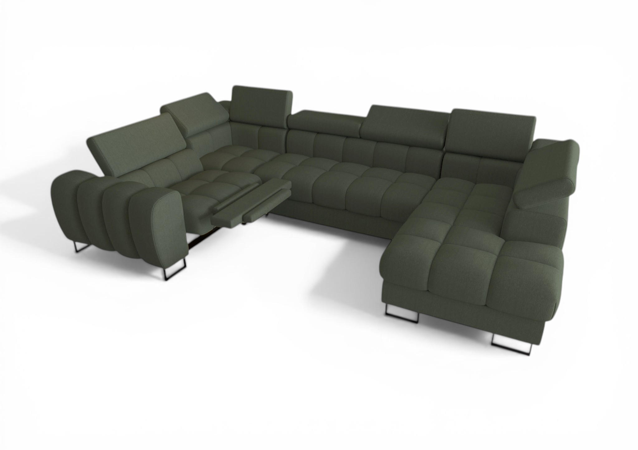 WOHNLANDSCHAFT Bastien Relax - Grün, Holzwerkstoff/Textil (350/95/198cm) - Fun Möbel