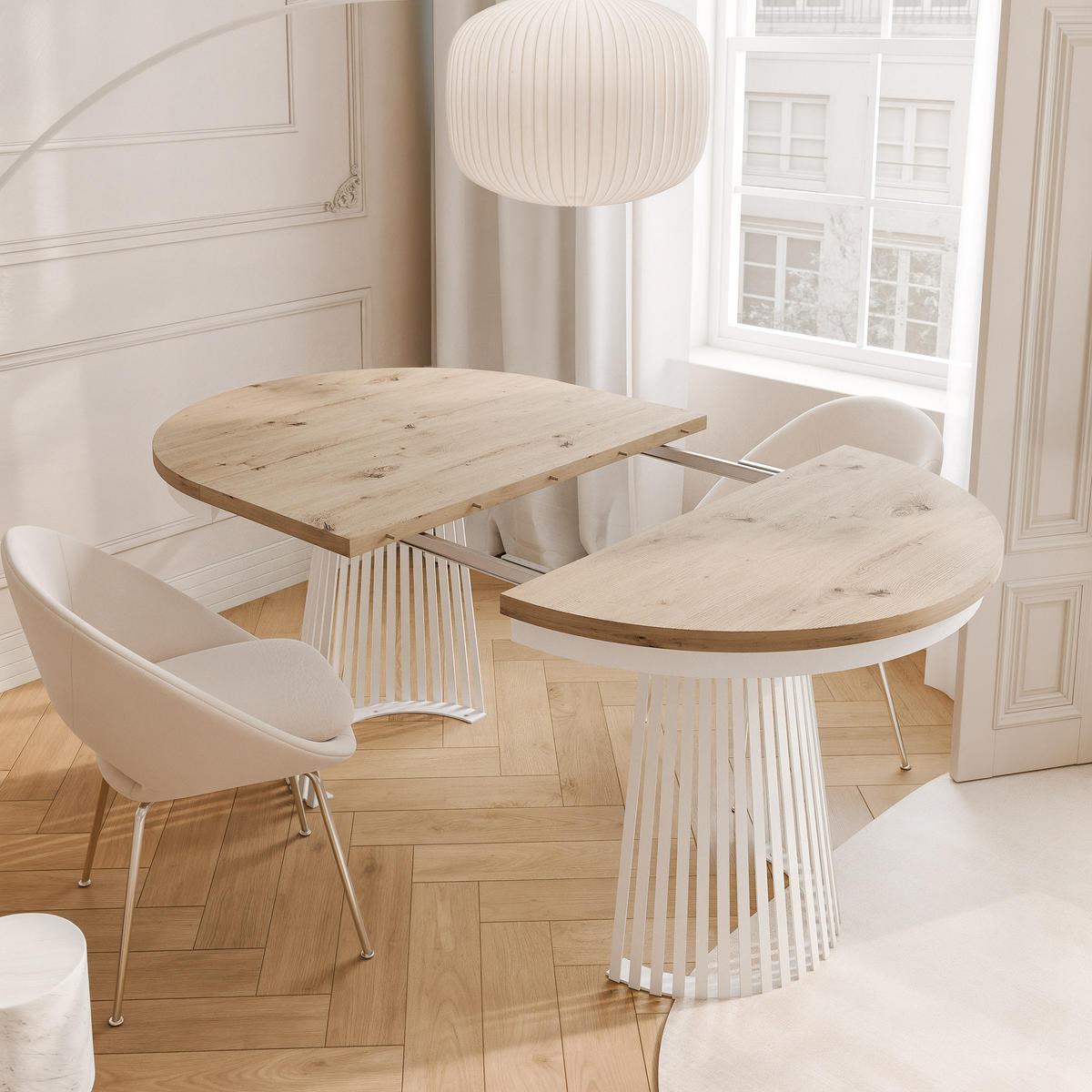 AUSZIEHTISCH AUREA 100-180/75 cm, Weiß / Artisan-Eiche - Weiß/Eiche Artisan, Holzwerkstoff/Metall (100/100/75cm) - Idohome
