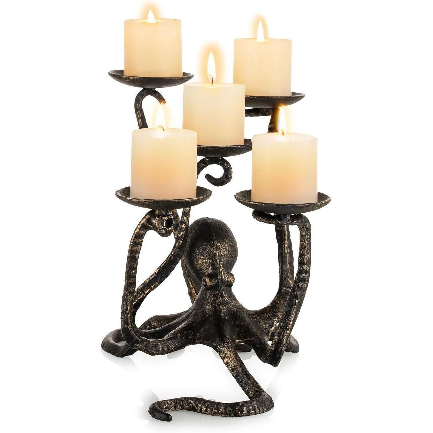 KERZENHALTER Oktopus Gusseisen Dunkelbronziert 30 cm - Bronzefarben, Metall (168/240/297cm)