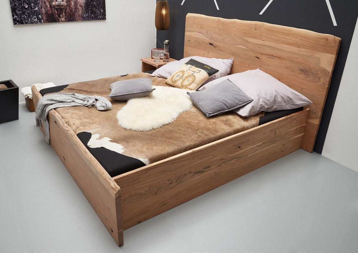 BETT Massivholz Akazie 160 x 200 x 105 natur PURE ACACIA #302 - Braun, Holz (160/200cm) - Massivmoebel24