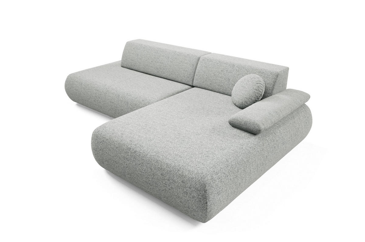 ECKSOFA DELTA R-S Grau Geflochtener Stoff mit Schlaffunktion - Grau, Holz (286/173.5cm) - MASSENO