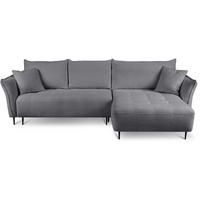 ECKSCHLAFSOFA Bari rechts dunkelgrau - Dunkelgrau/Schwarz, Textil (276/158cm) - Beautysofa
