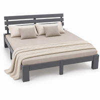 BETT Grau Massivholz mit Lattenrost 160x200 cm - Anthrazit, Holz - Relaxdays
