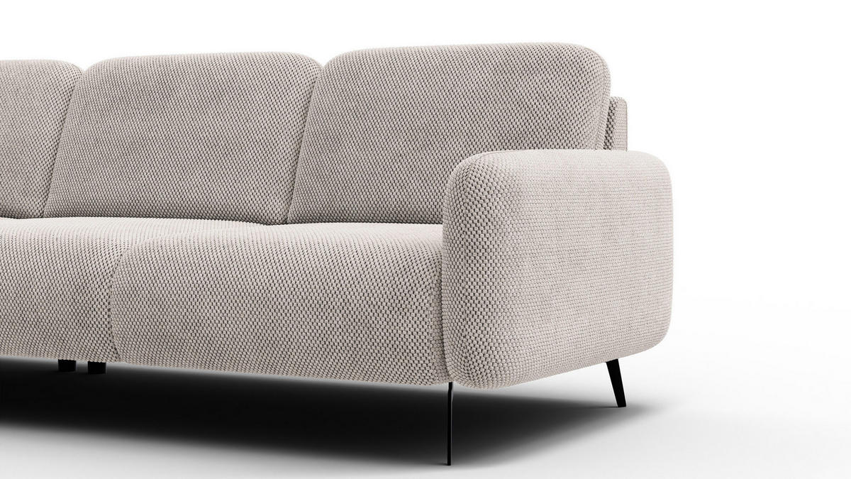 ECKSOFA FEBE 4-Sitzer links, beige - Beige/Schwarz, Holz/Textil (264/157cm) - Courtois Laville