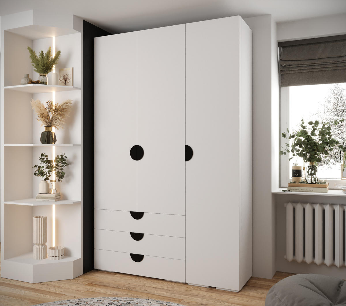 GARDEROBEN-SET 236,7/150/47 - Schwarz/Weiß, Holz/Kunststoff (150/236.7/47cm) - Abiks Möbel