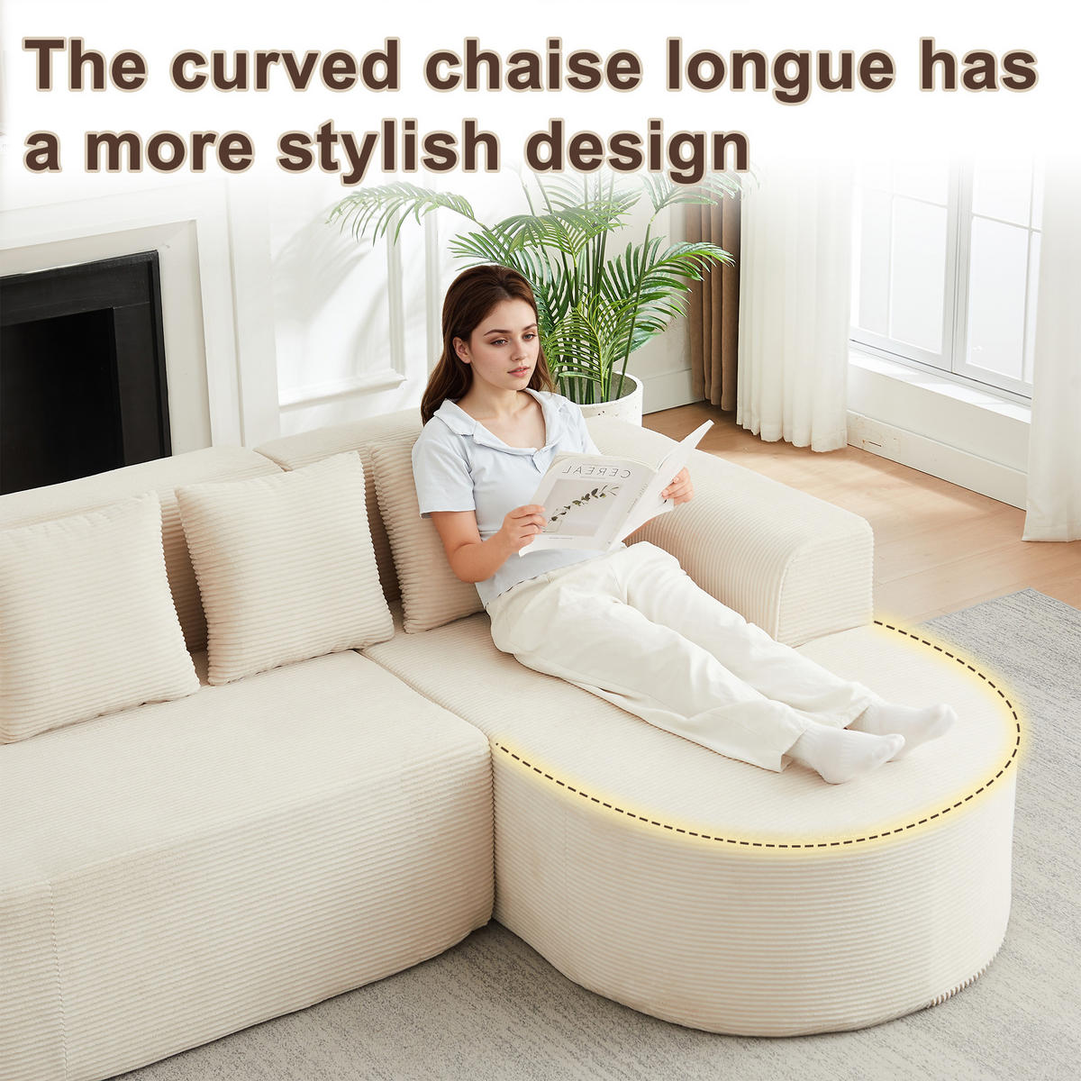 ECKSOFA 220/155/70 cm Beige Cord mit 3 Kissen, Rechte Seite - Beige, Textil (220/155cm) - Oxeza