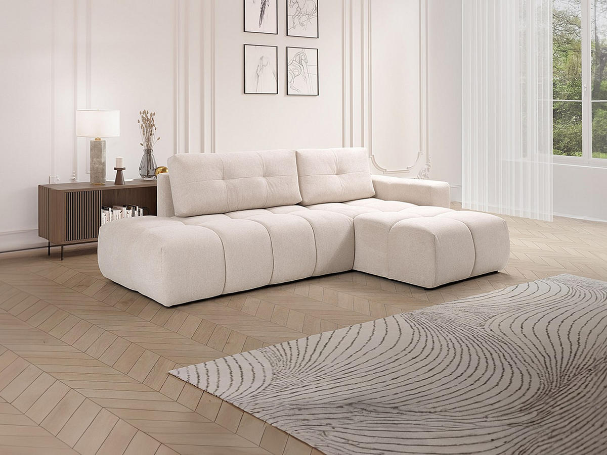 ECKSOFA mit Schlaffunktion - Ecke rechts - Stoff - Beige - TRIMALDI - Beige, Textil (182/294cm) - Vente-Unique