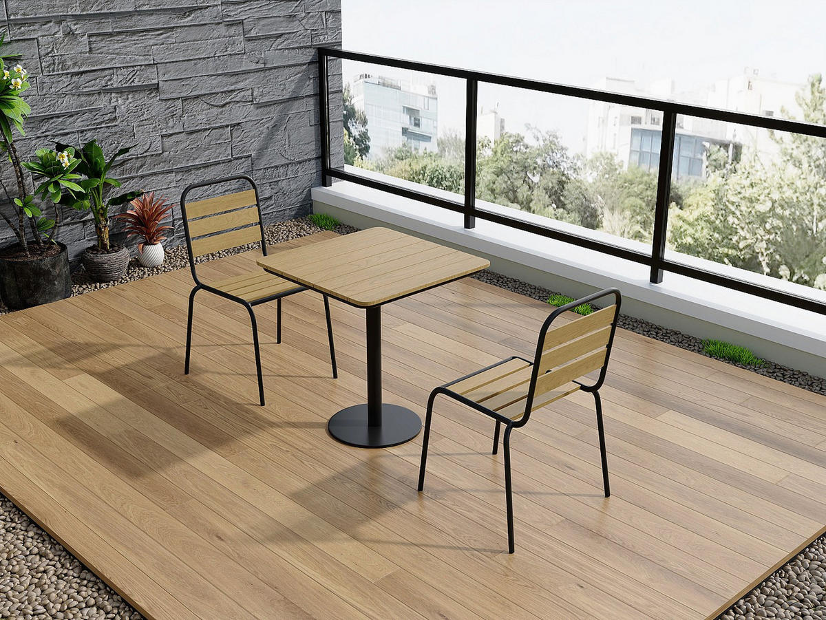 GARTENESSGRUPPE im Set - 2 Personen - metall - schwarz Lylios - Schwarz, Metall - Vente-Unique