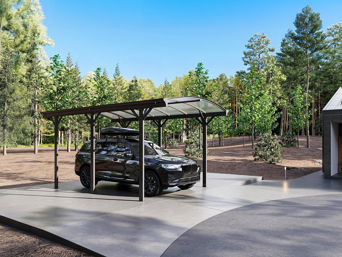FREISTEHENDES Carport - 1 Person - Plastik, Metall - Anthrazitgrau - - Anthrazit, Kunststoff/Metall (370/210/294cm) - Vente-Unique