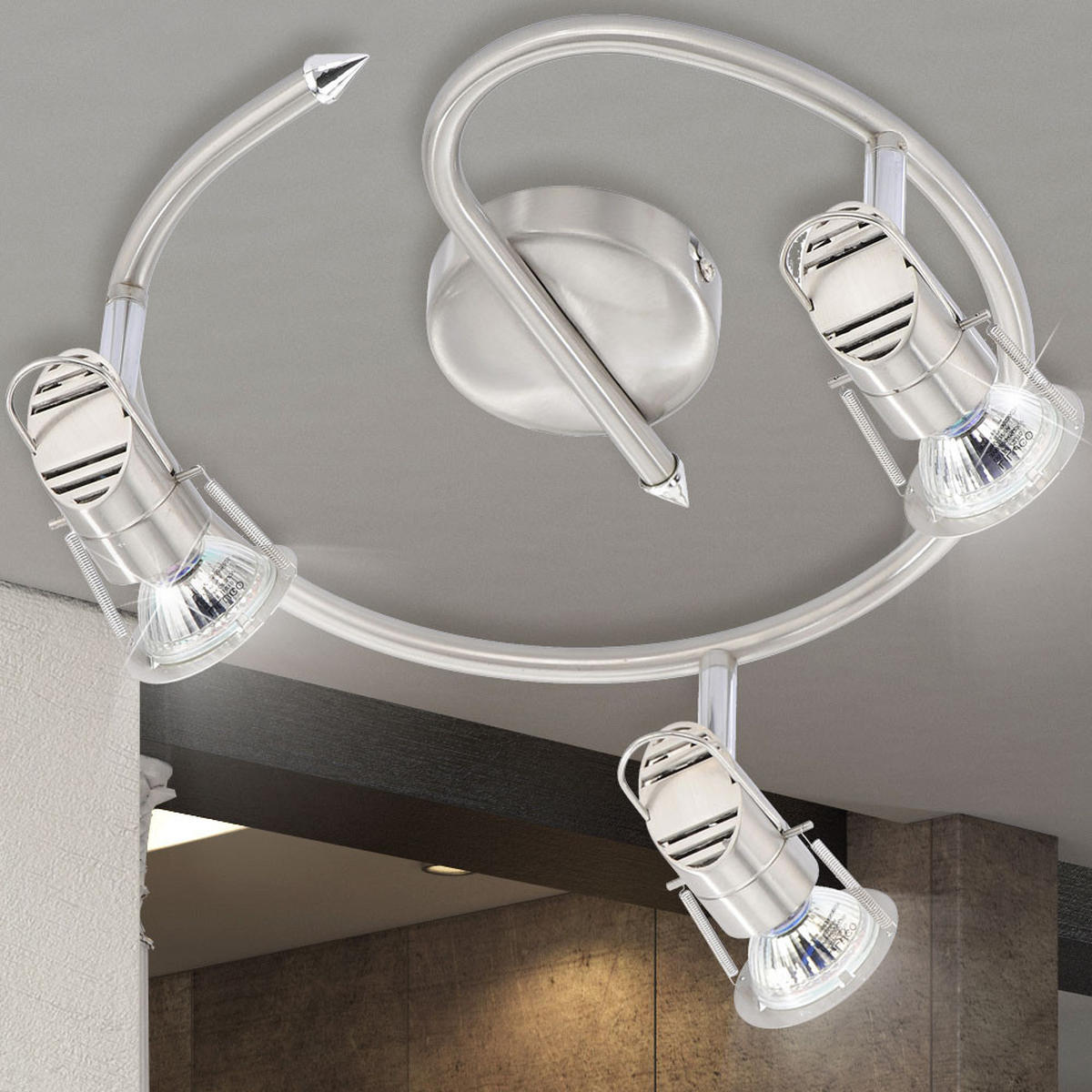 LED DECKENSTRAHLER Stahl Silber 3-flammig - Silberfarben, Metall (42/42/17cm)