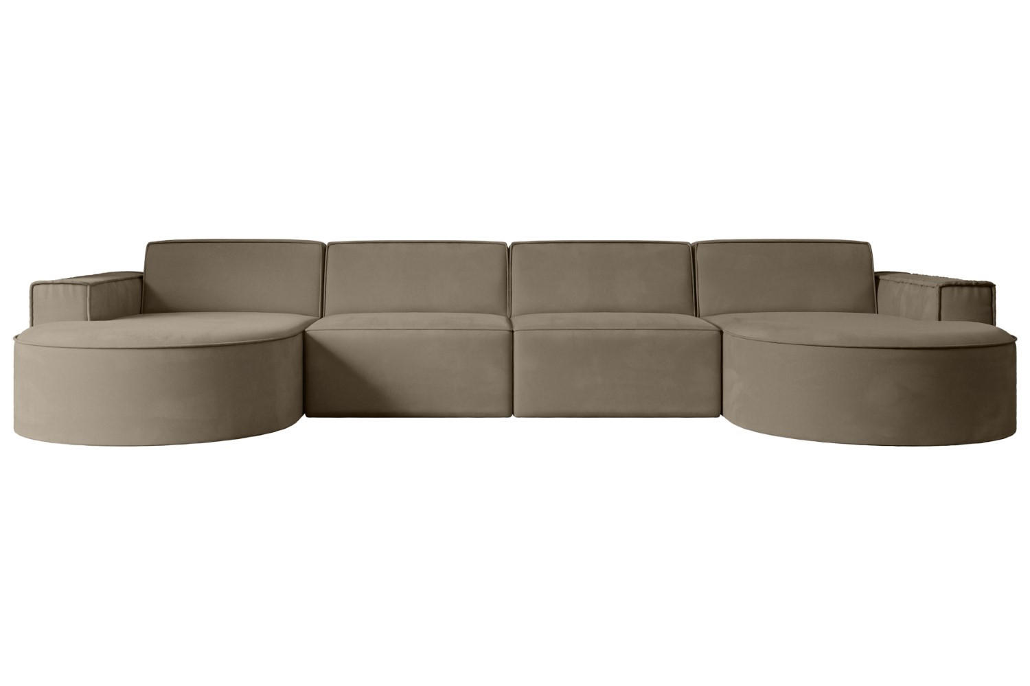 WOHNLANDSCHAFT MARI-U2 - 384x165x78 cm Braun Velours - Schwarz/Braun, Holzwerkstoff/Kunststoff (384/78/165cm) - ALTDECOR