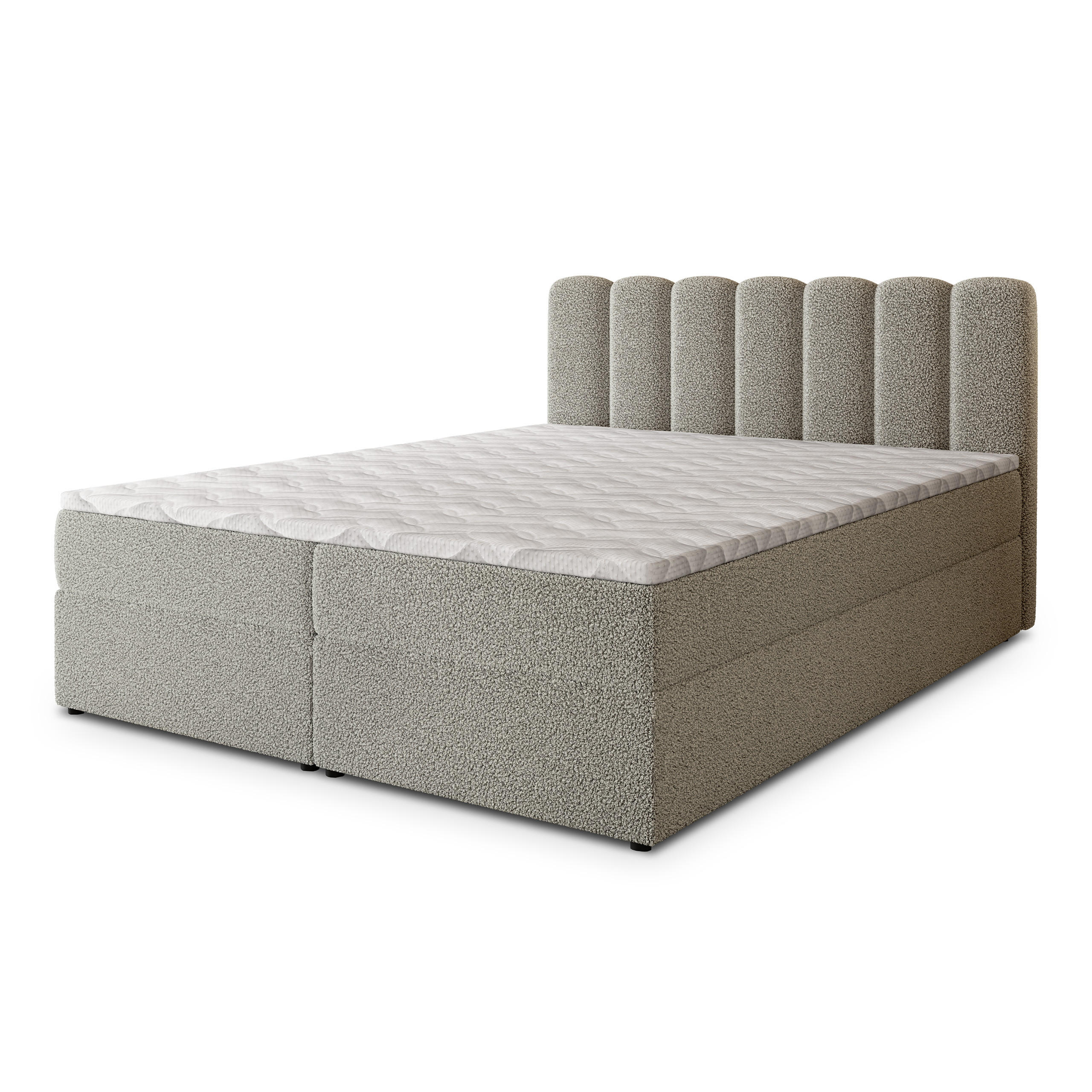 BOXBETT SOLIA 140x200 cm mit Matratze und Topper, H2+H3 - Hellgrau - Hellgrau, Holz (140/200cm) - MASSENO