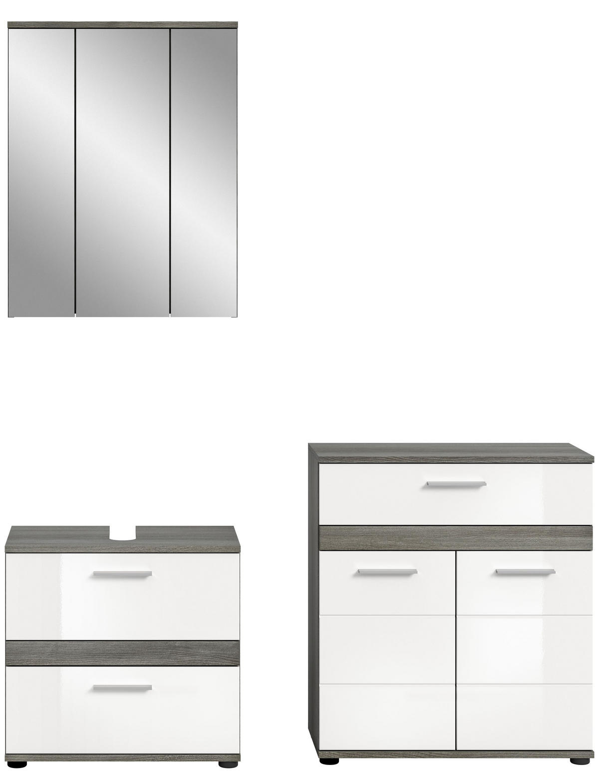 BADKOMBINATION 2tlg. Blake Bad in Rauchsilber Nachbildung und weiß hochglanz B/H/T: 146x191x34 cm - Anthrazit, Holz (146/191/34cm)