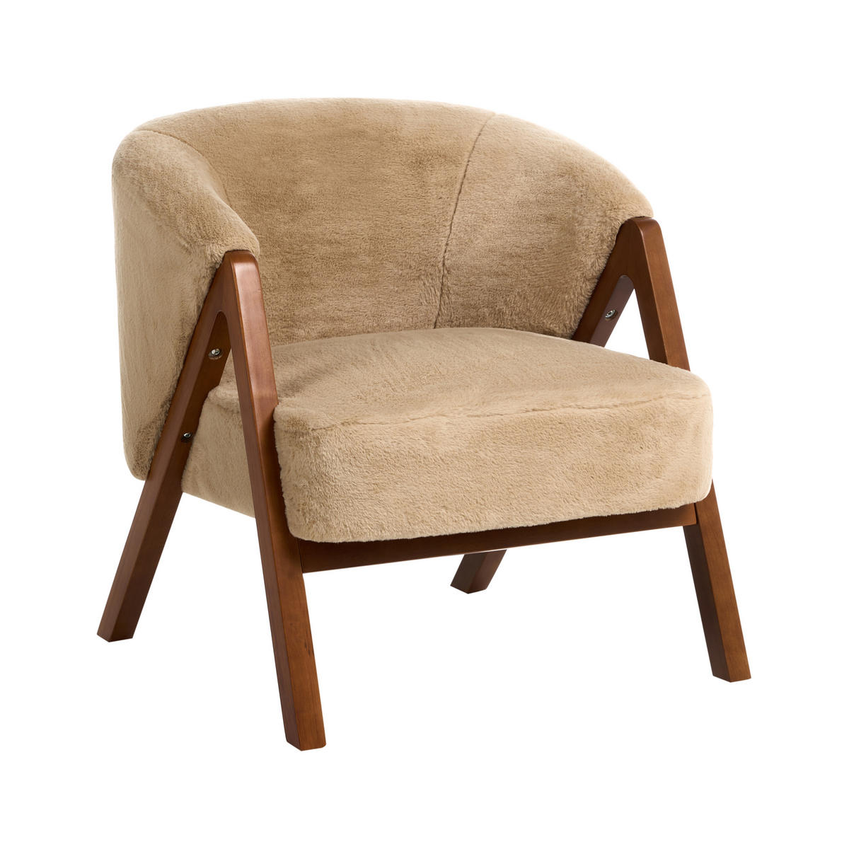 SESSEL Webpelz Beige Skei - Beige/Braun, Kunststoff (67/69/66cm) - Beliani