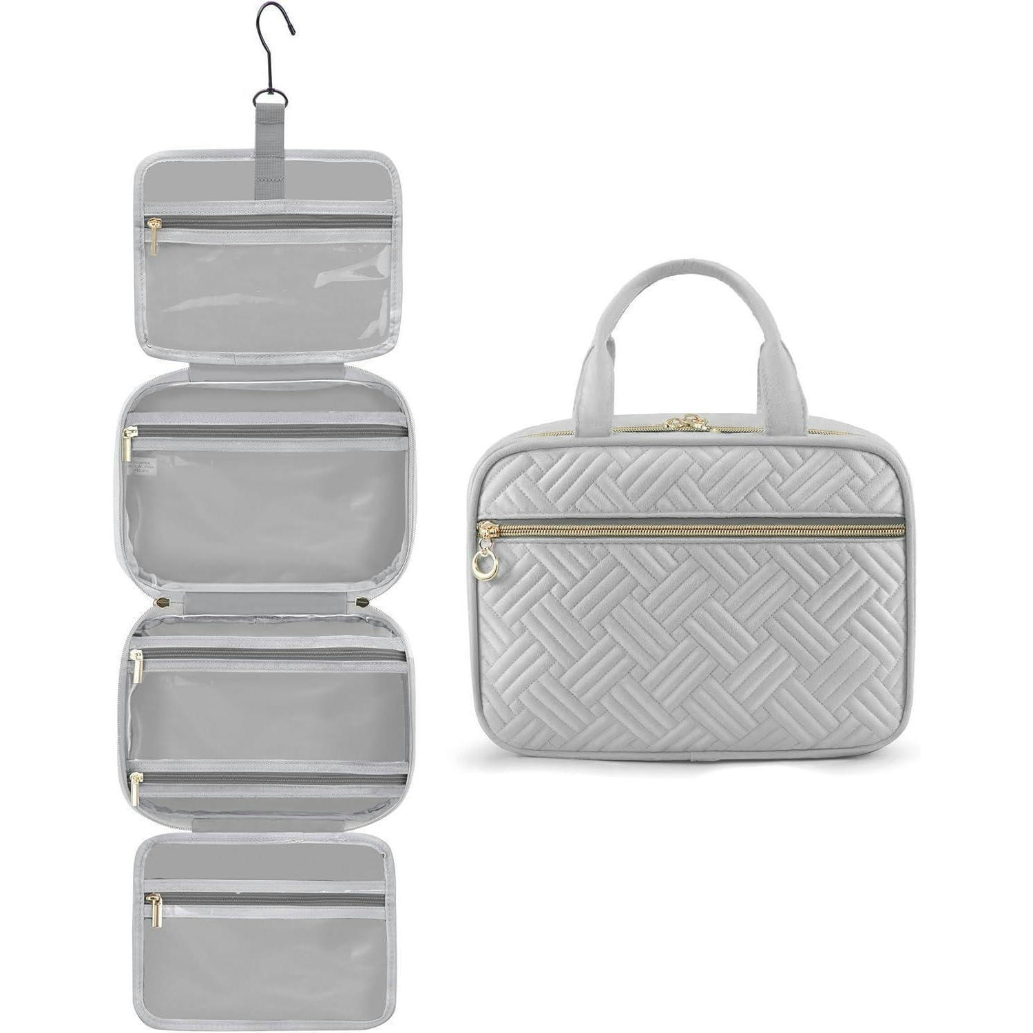 KULTURTASCHE Damen Hellgrau mit Haken - Grau, Kunststoff (20/11/28cm)
