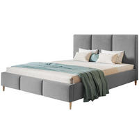 POLSTERBETT LUX Siena mit Kopfteil, 180 x 200 cm, Doppelbett mit Lattenrost aus Holz, Velourstoff Grau, Füße in Farbe: Braun - Grau, Holz/Textil (180/200cm) - Alpi-Möbel