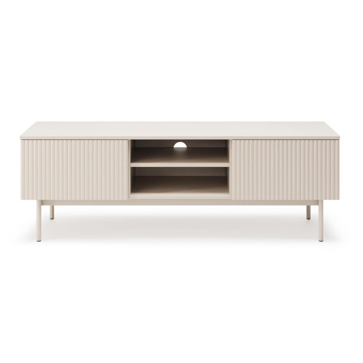 LOWBOARD Soft mit 2 Türen und geriffelten Fronten, Kaschmir - Kaschmir, Holzwerkstoff/Metall (150/50/38cm) - Beautysofa