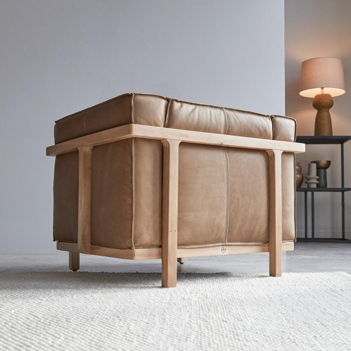 SESSEL Cobbelwood Braun aus Leder - Braun, Leder (90/70/78cm) - Tikamoon