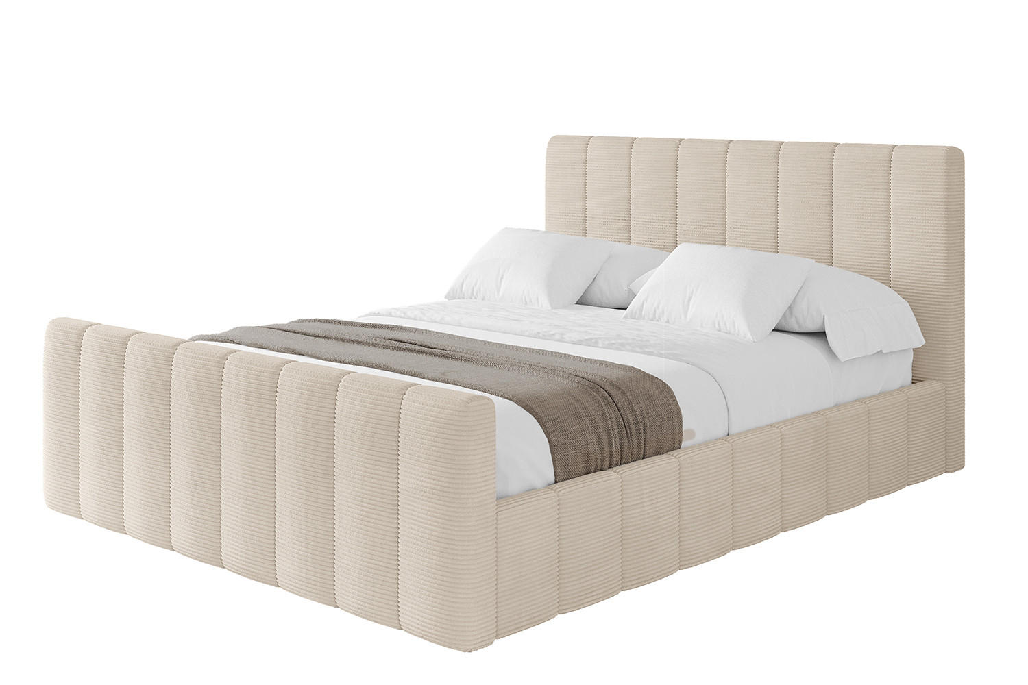 POLSTERBETT mit Bettkasten, Fußteil und Lattenrost, Boxbett mit Matratze H3/H4 - FINO-Z 120x200 Beige - Creme, Holzwerkstoff/Textil (120/200cm) - ALTDECOR