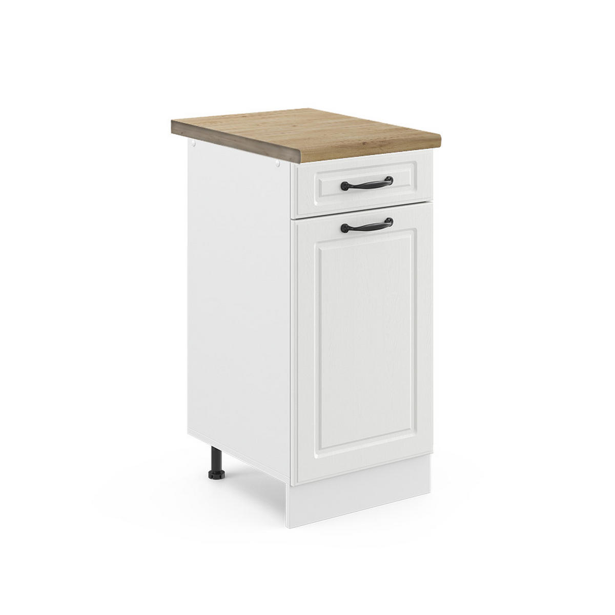KÜCHENUNTERSCHRANK R-Line Weiß Landhaus 40 cm, AP Eiche - Creme/Weiß, Holzwerkstoff (40/81.6/60cm) - Vicco