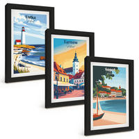 BILDER SET 3er Set - 20x30 cm Schwarzer Rahmen - Stadtansichten Ustka Tarnów Sopot - Schwarz, Kunststoff (20/30cm) - TULUP