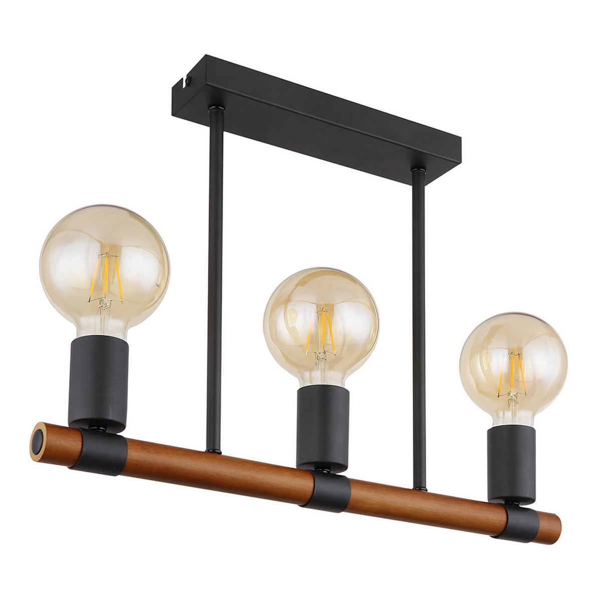 DECKENLEUCHTE Heinrich Holz Schwarz Braun - Braun, Holz (50/60/45cm) - Globo Lighting