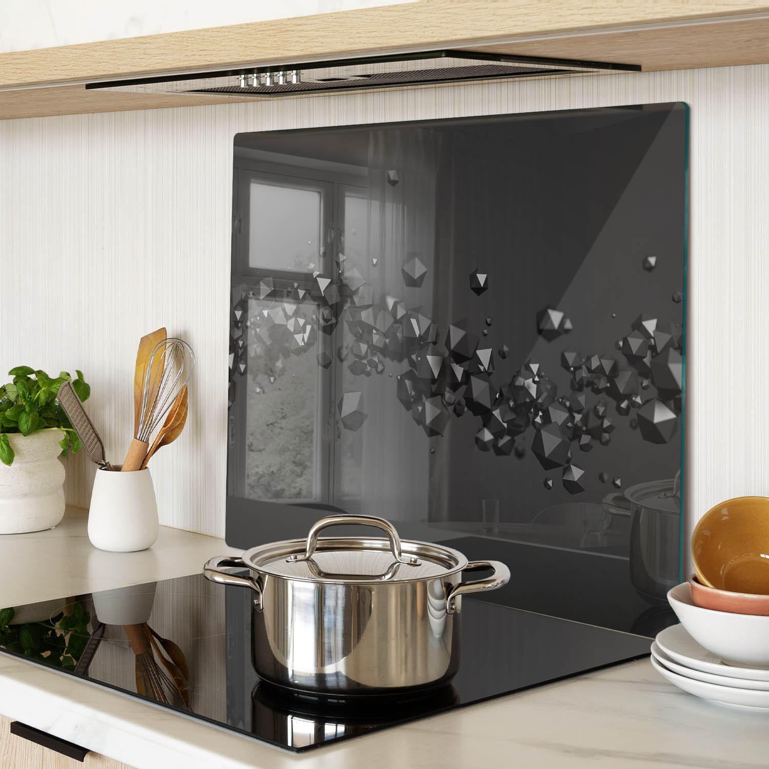 GLASPLATTE 60x52 cm 3D - Schwarz, Glas (60/0.4/52cm) - TULUP
