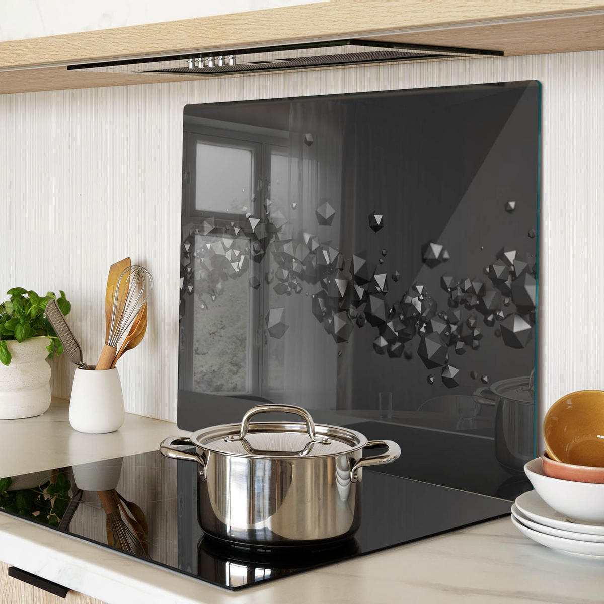 GLASPLATTE 60x52 cm 3D - Schwarz, Glas (60/0.4/52cm) - TULUP