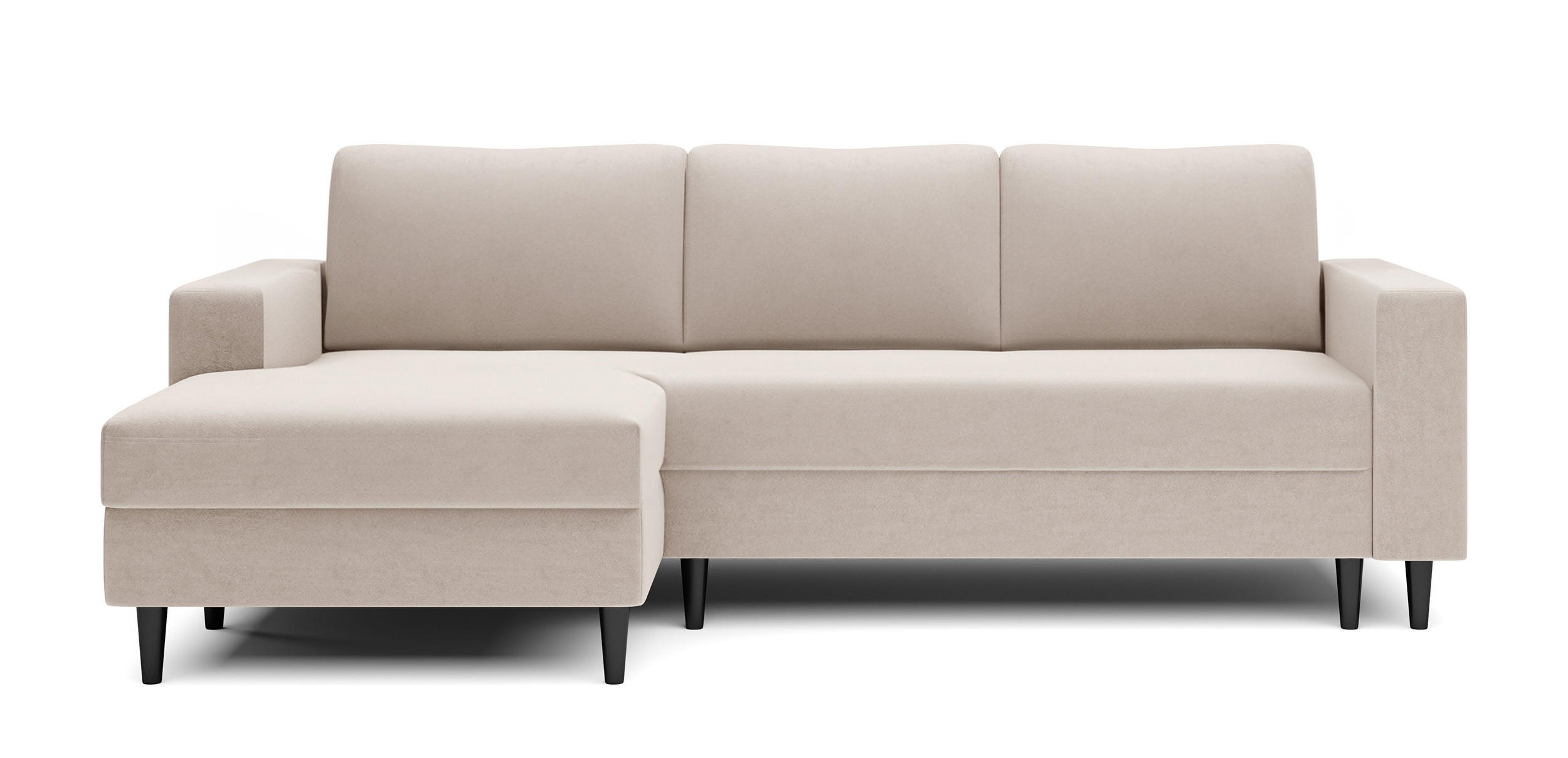 ECKSOFA Nalika Cremeweiß Velours - Creme/Schwarz, Holz/Textil (230/143cm) - Selsey