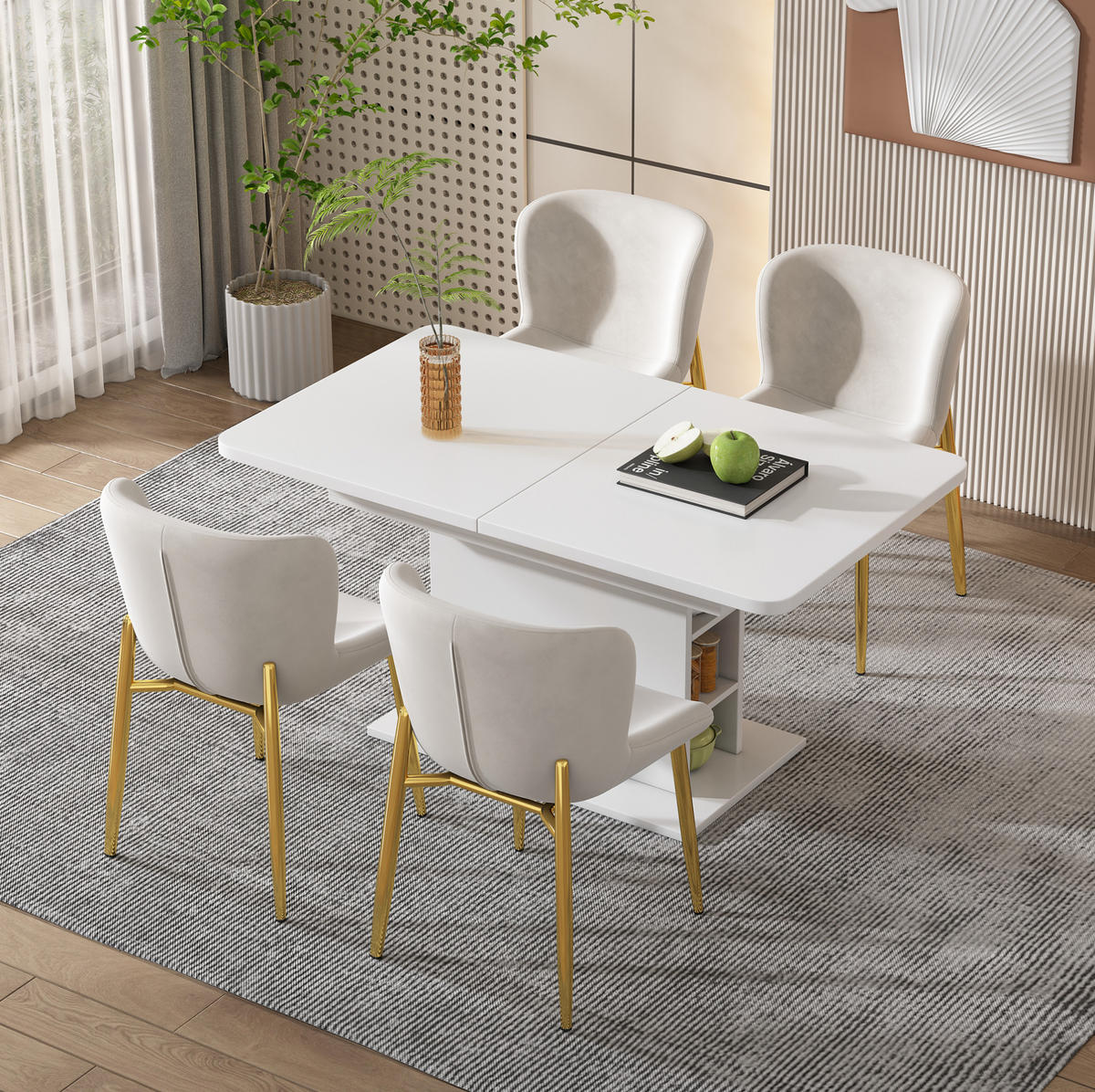 ESSTISCH, Spanplatte mit Metallgestell, ausziehbar mit Stauraum, 110/130/70/75 cm, Weiß - Weiß, Holzwerkstoff (130/70/75cm) - Redom