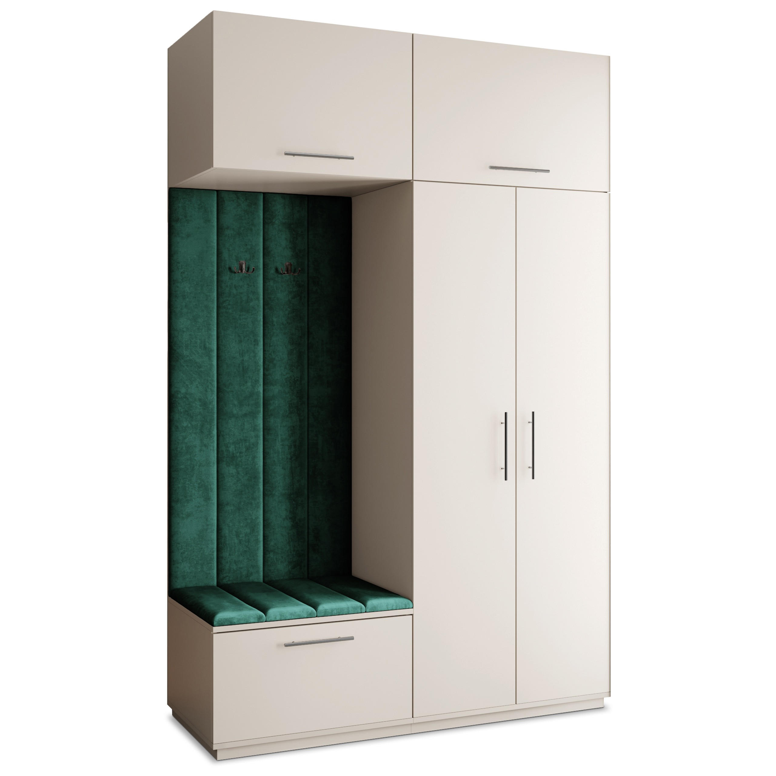GARDEROBENSCHRANK REMA 150/240/60 cm Modern Garderobe-Set Kaschmir - Kaschmir/Grün, Holzwerkstoff (150/240/60cm) - MASSENO