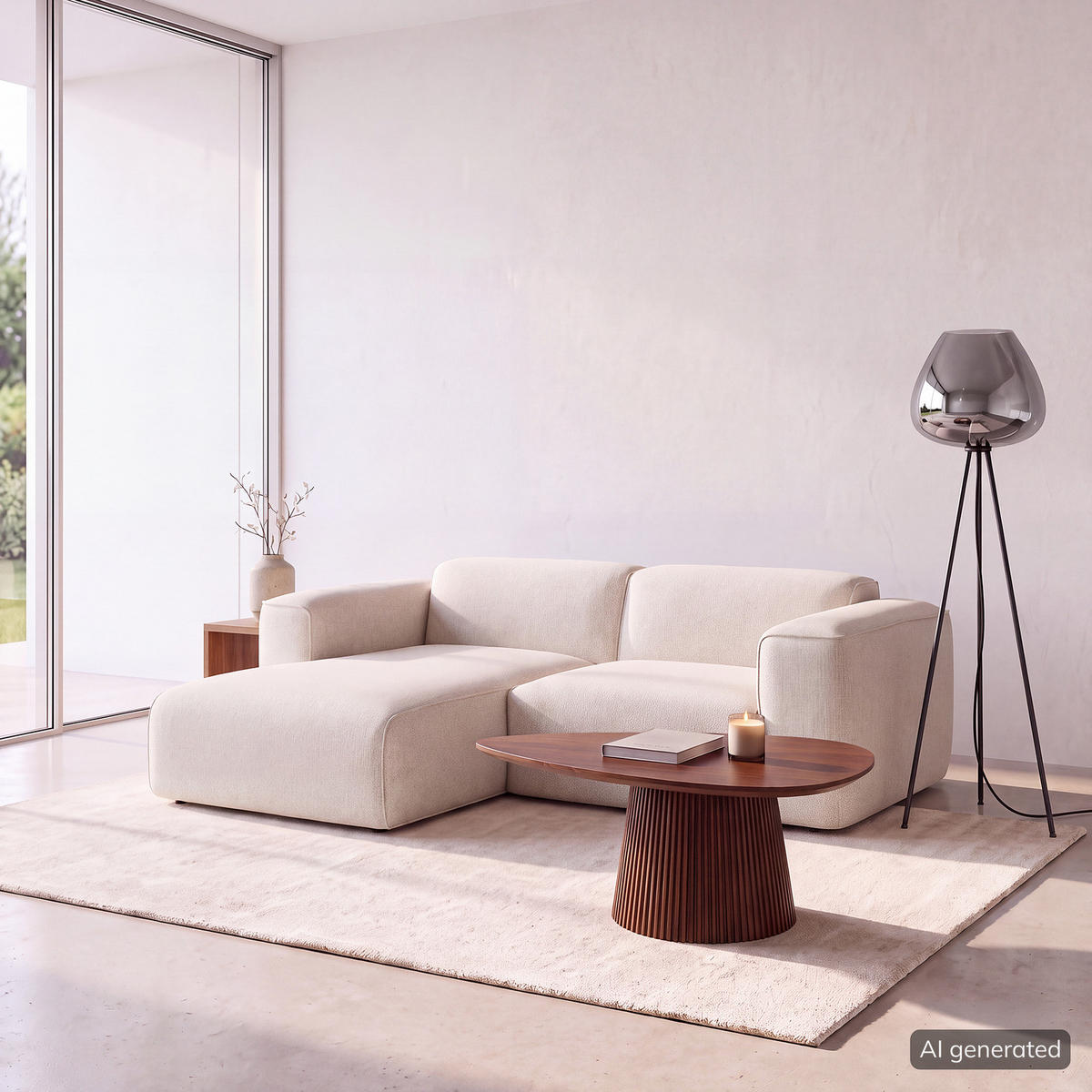 1,5-SITZER ECKSOFA mit Longchair - Beige/Schwarz, Kunststoff/Textil (260/173cm) - home24