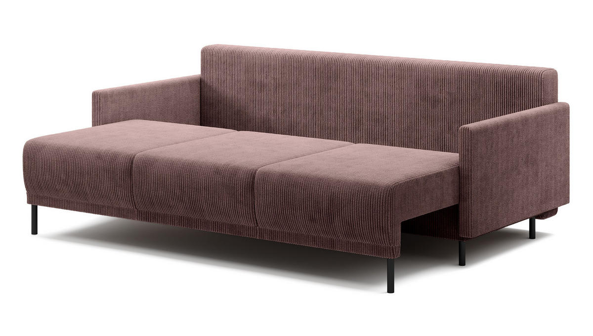SCHLAFSOFA Hamiel Lila Cordbezug 212 cm - Flieder/Schwarz, Holz/Textil (212/87/97cm) - Selsey