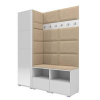 GARDEROBEN-SET Nela II mit Spiegel 150/187/40 - Beige/Silberfarben, Holzwerkstoff/Kunststoff (150/187/40cm)