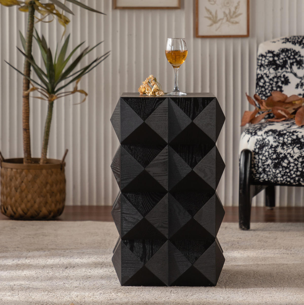 COUCHTISCH 60 cm Schwarz aus Massivholz und MDF im Vintage-Stil - Schwarz, Holzwerkstoff (37/37/60cm) - OKMYHOME