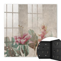 SCHLÜSSELBOX Schwarz 30x30 cm- Türöffnung nach rechts - Botanische Eleganz - Beige, Metall (30/30/5cm) - TULUP